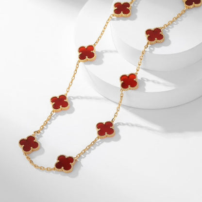 [⭐Mirelle]CLOVER 10 MOTIFS CARNELIAN NECKLACE