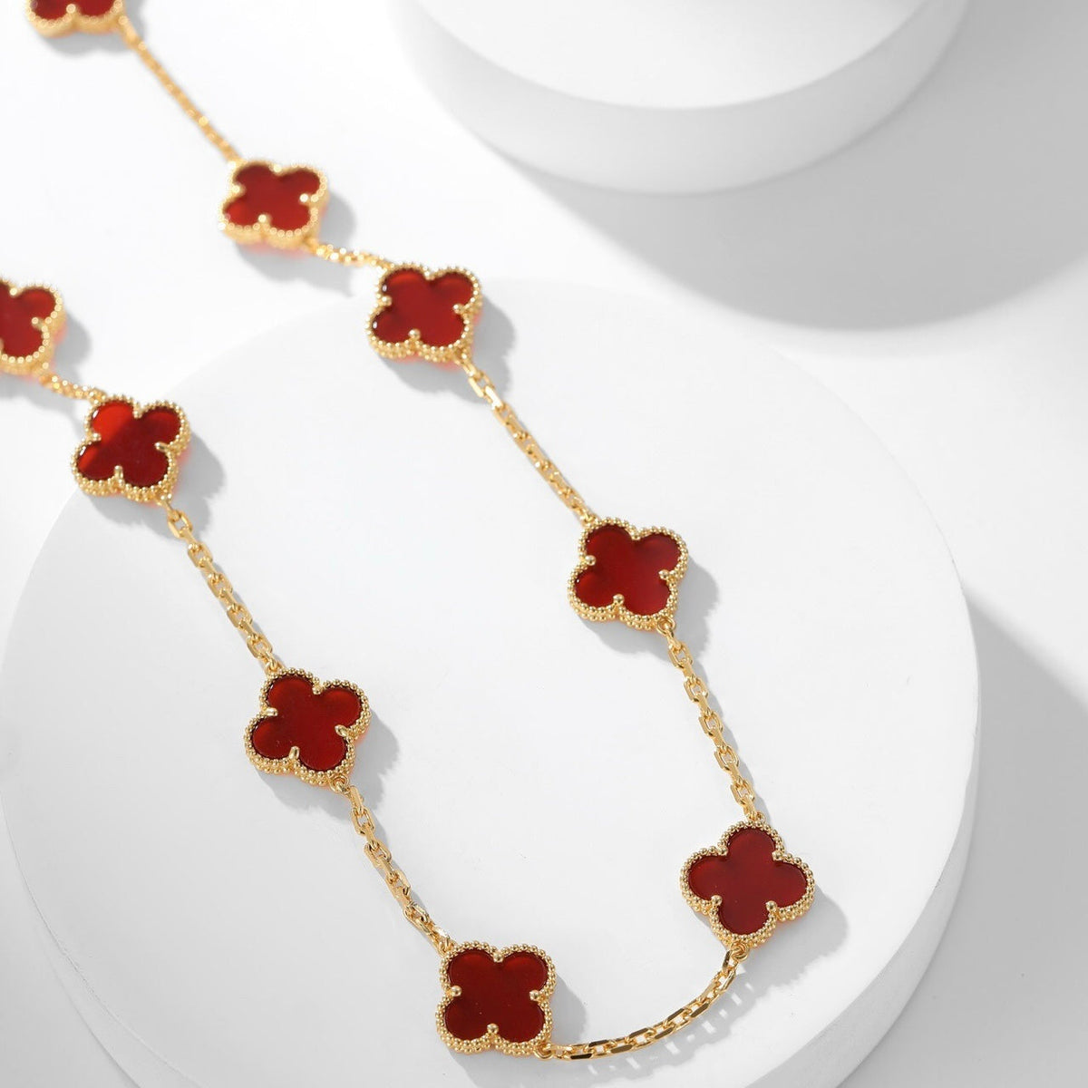 [⭐Mirelle]CLOVER 10 MOTIFS CARNELIAN NECKLACE