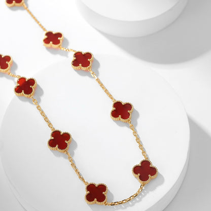 [⭐Mirelle]CLOVER 10 MOTIFS CARNELIAN NECKLACE