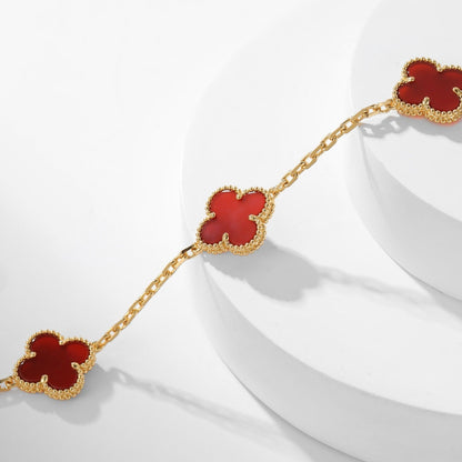 [⭐Mirelle]CLOVER 10 MOTIFS CARNELIAN NECKLACE