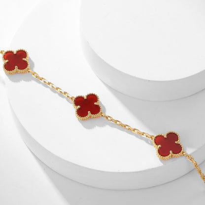 [⭐Mirelle]CLOVER 10 MOTIFS CARNELIAN NECKLACE
