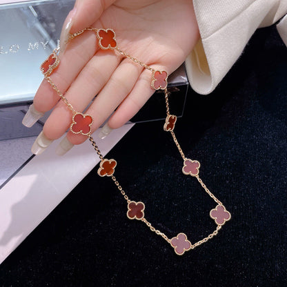 [⭐Mirelle]CLOVER 10 MOTIFS CARNELIAN NECKLACE