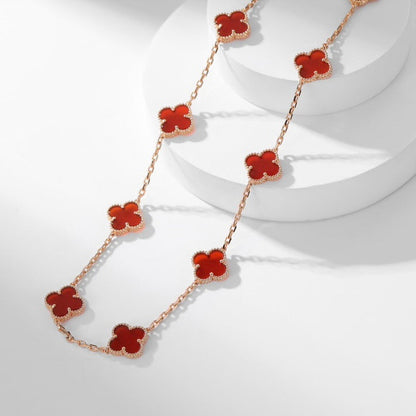 [⭐Mirelle]CLOVER 10 MOTIFS CARNELIAN NECKLACE