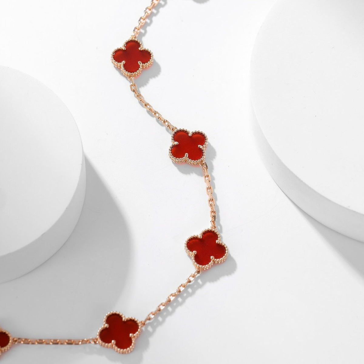 [⭐Mirelle]CLOVER 10 MOTIFS CARNELIAN NECKLACE