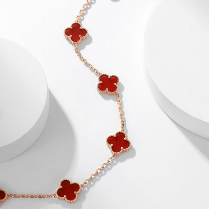 [⭐Mirelle]CLOVER 10 MOTIFS CARNELIAN NECKLACE