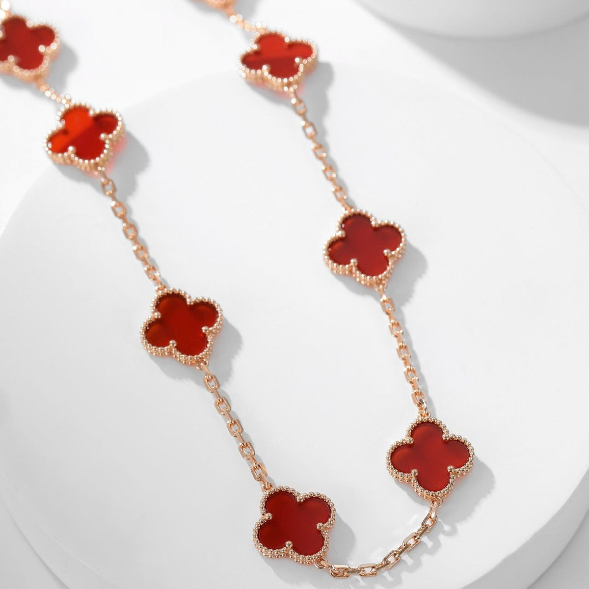 [⭐Mirelle]CLOVER 10 MOTIFS CARNELIAN NECKLACE