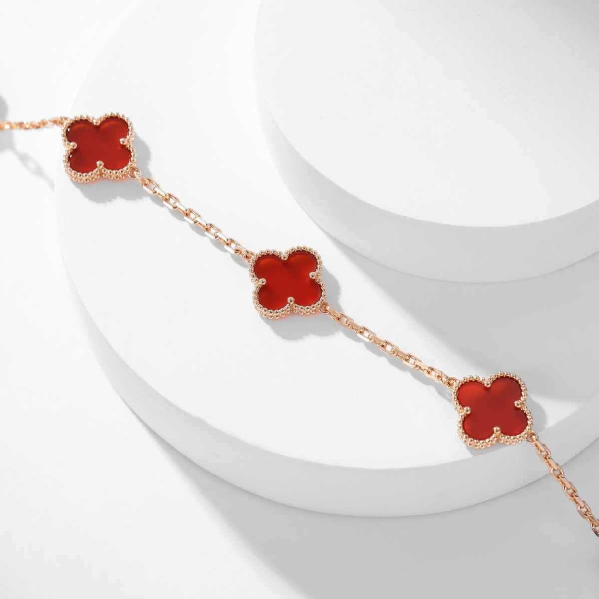 [⭐Mirelle]CLOVER 10 MOTIFS CARNELIAN NECKLACE