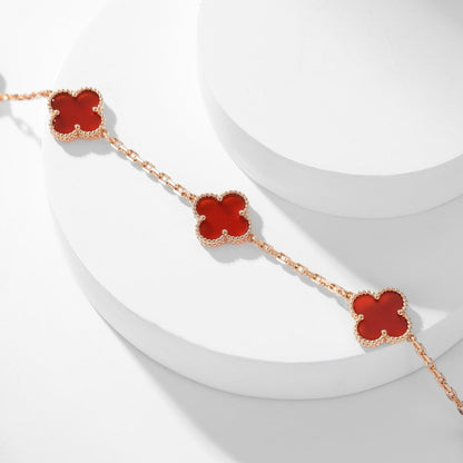 [⭐Mirelle]CLOVER 10 MOTIFS CARNELIAN NECKLACE