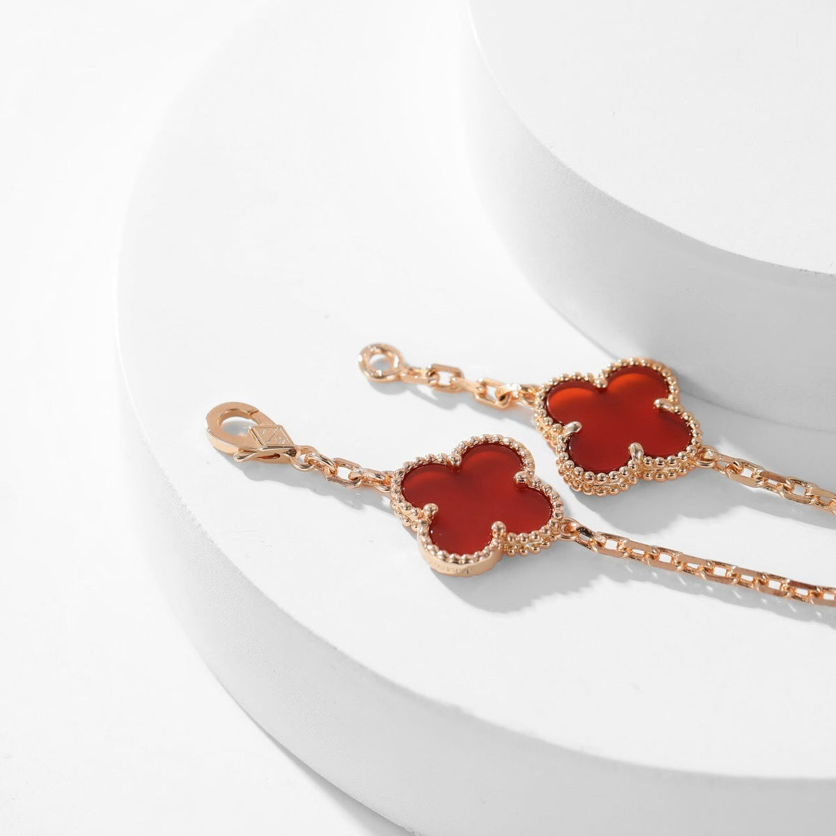 [⭐Mirelle]CLOVER 10 MOTIFS CARNELIAN NECKLACE