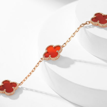 [⭐Mirelle]CLOVER 10 MOTIFS CARNELIAN NECKLACE