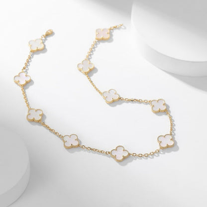 [⭐Mirelle]CLOVER 10 MOTIFS WHITE MOTHER OF PEARL NECKLACE