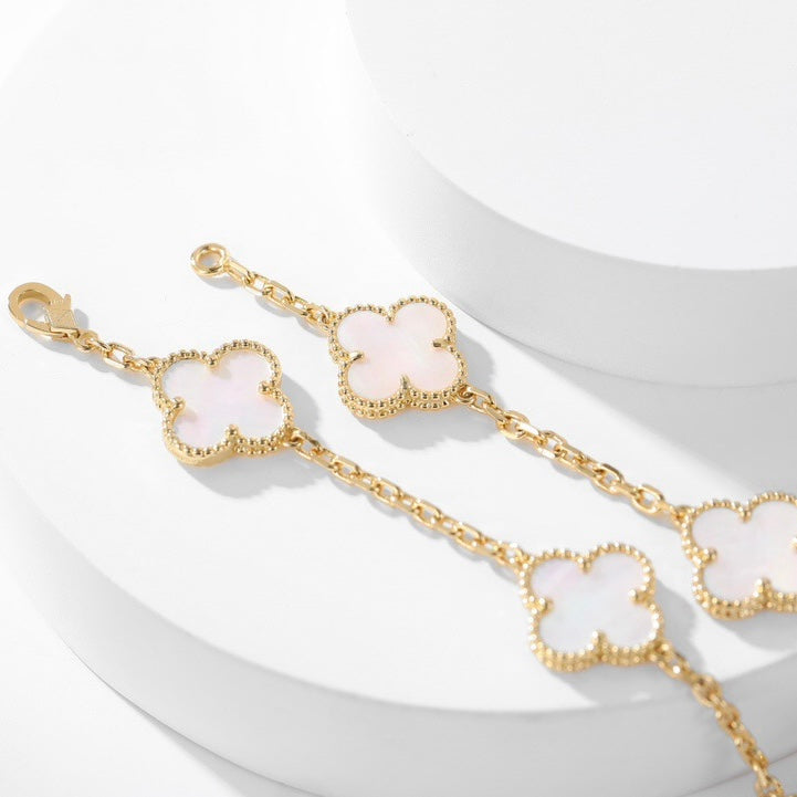 [⭐Mirelle]CLOVER 10 MOTIFS WHITE MOTHER OF PEARL NECKLACE