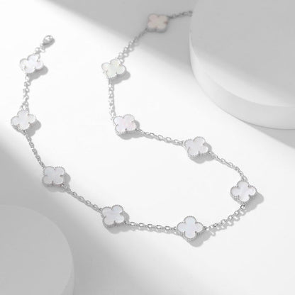 [⭐Mirelle]CLOVER 10 MOTIFS WHITE MOTHER OF PEARL NECKLACE