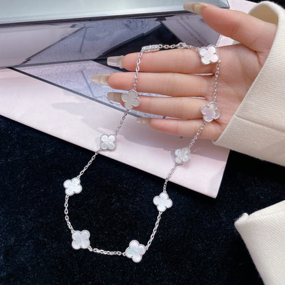[⭐Mirelle]CLOVER 10 MOTIFS WHITE MOTHER OF PEARL NECKLACE
