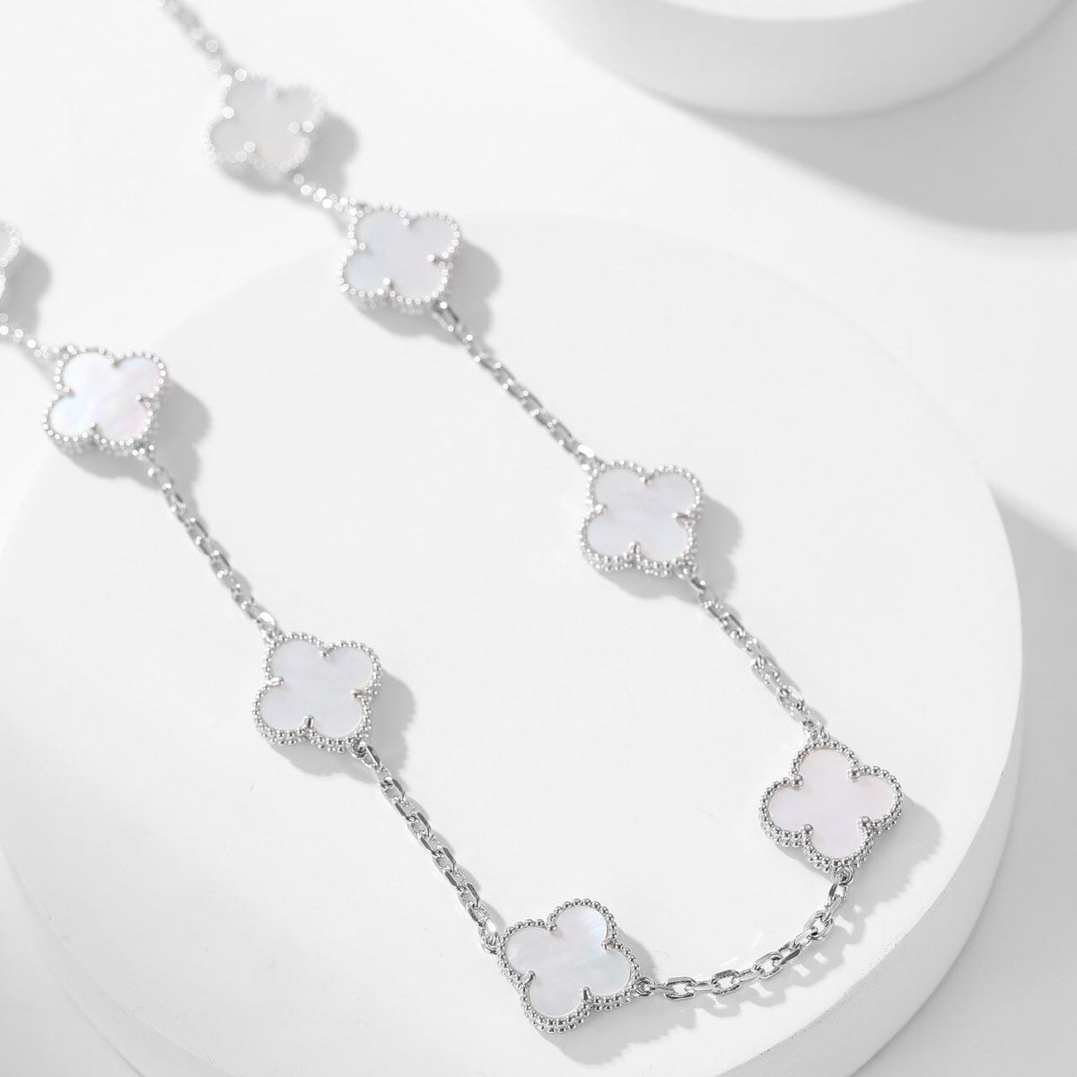 [⭐Mirelle]CLOVER 10 MOTIFS WHITE MOTHER OF PEARL NECKLACE