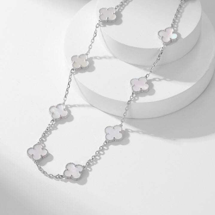 [⭐Mirelle]CLOVER 10 MOTIFS WHITE MOTHER OF PEARL NECKLACE