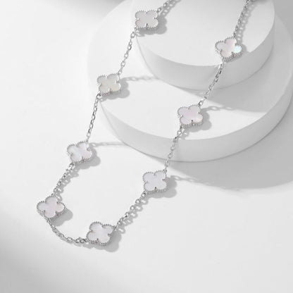 [⭐Mirelle]CLOVER 10 MOTIFS WHITE MOTHER OF PEARL NECKLACE