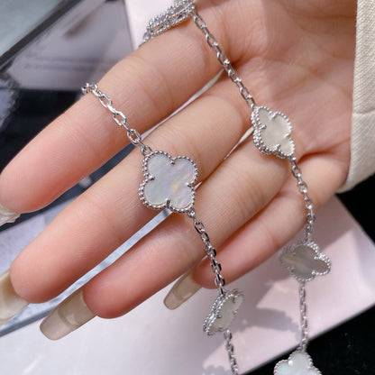 [⭐Mirelle]CLOVER 10 MOTIFS WHITE MOTHER OF PEARL NECKLACE