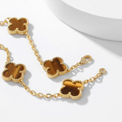 [⭐Mirelle]CLOVER 10 MOTIFS TIGER EYE NECKLACE