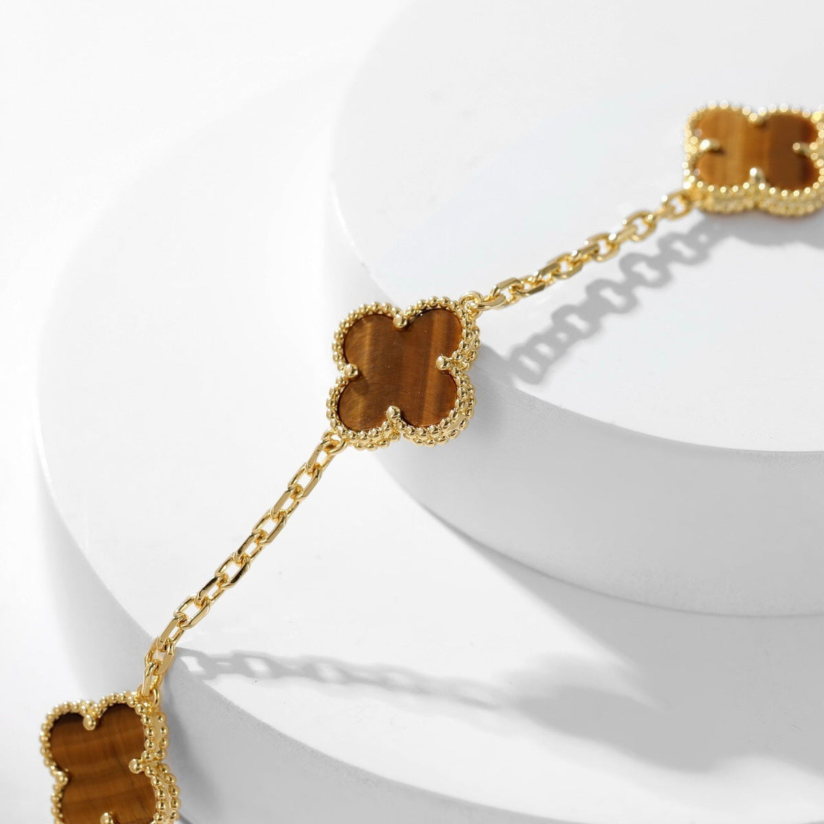 [⭐Mirelle]CLOVER 10 MOTIFS TIGER EYE NECKLACE