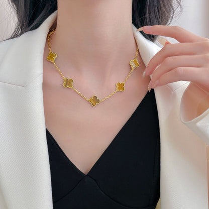 [⭐Mirelle]CLOVER 10 MOTIFS TIGER EYE NECKLACE