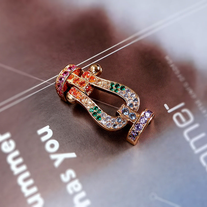 [⭐Mirelle]FORCE LARGE HORSESHOE  COLORED DIAMOND BRACELET ROSE GOLD
