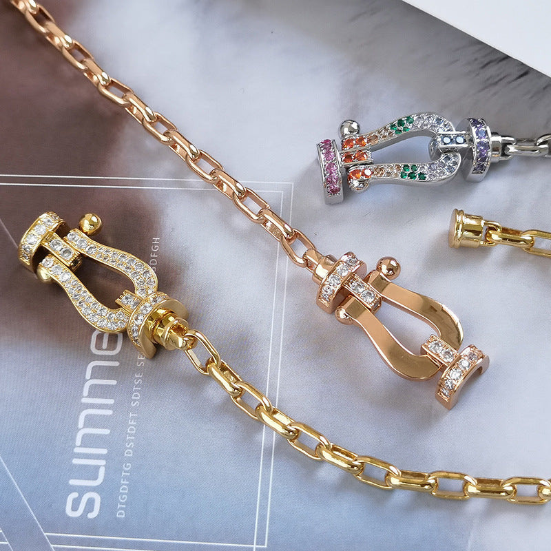 [⭐Mirelle]FORCE LARGE HORSESHOE CLASP  METAL BRACELET