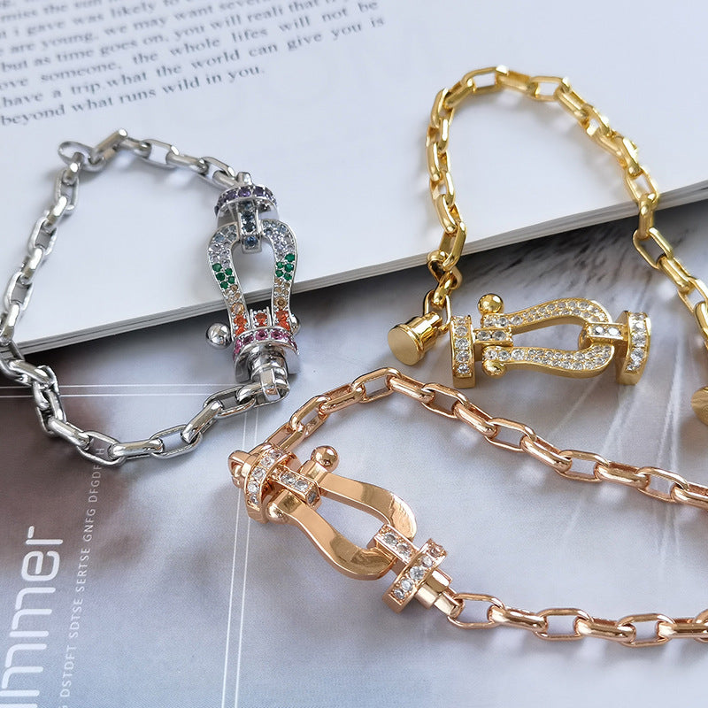 [⭐Mirelle]FORCE LARGE HORSESHOE CLASP  METAL BRACELET