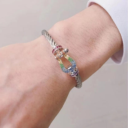 [⭐Mirelle]FORCE LARGE HORSESHOE  COLORED DIAMOND BRACELET ROSE GOLD