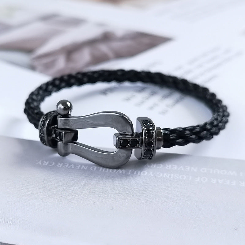 [⭐Mirelle]FORCE LARGE SERIES HORSESHOE BLACK SAMURAI BRACELET
