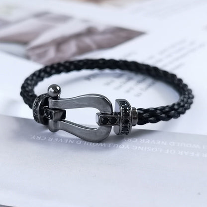 [⭐Mirelle]FORCE LARGE SERIES HORSESHOE BLACK SAMURAI BRACELET