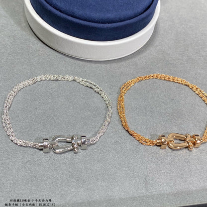 [⭐Mirelle]FORCE SMALL HORSESHOE  DIAMOND CHAIN ROPE BRACELET