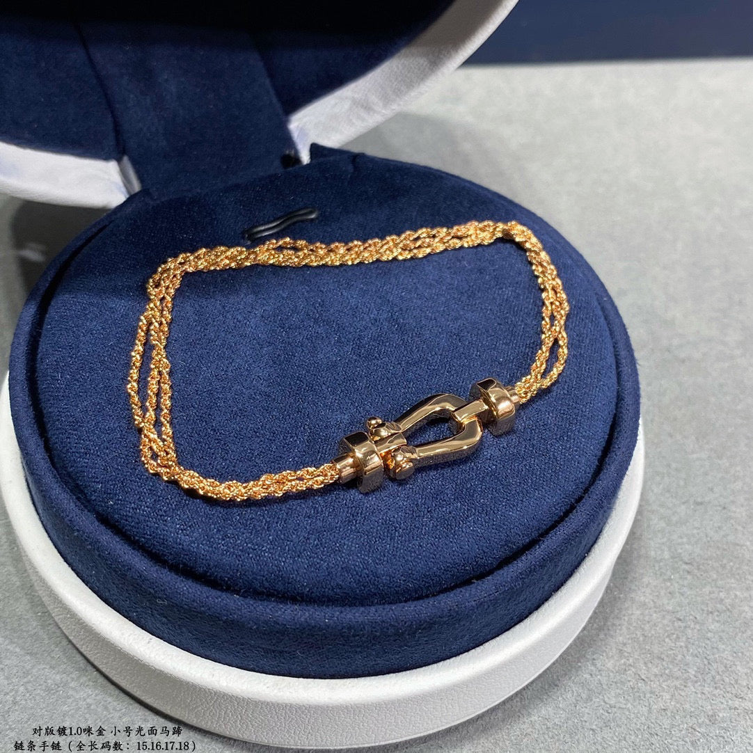 [⭐Mirelle]FORCE SMALL HORSESHOE  DIAMOND CHAIN ROPE BRACELET