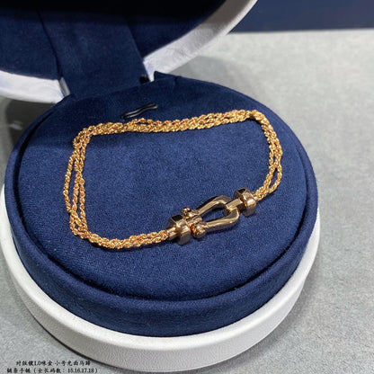 [⭐Mirelle]FORCE SMALL HORSESHOE  DIAMOND CHAIN ROPE BRACELET
