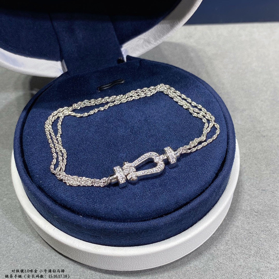 [⭐Mirelle]FORCE SMALL HORSESHOE  DIAMOND CHAIN ROPE BRACELET