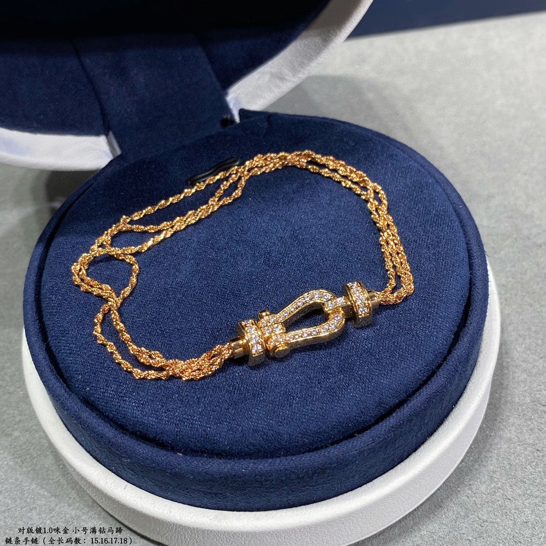 [⭐Mirelle]FORCE SMALL HORSESHOE  DIAMOND CHAIN ROPE BRACELET