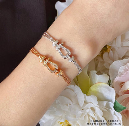 [⭐Mirelle]FORCE SMALL HORSESHOE  DIAMOND CHAIN ROPE BRACELET