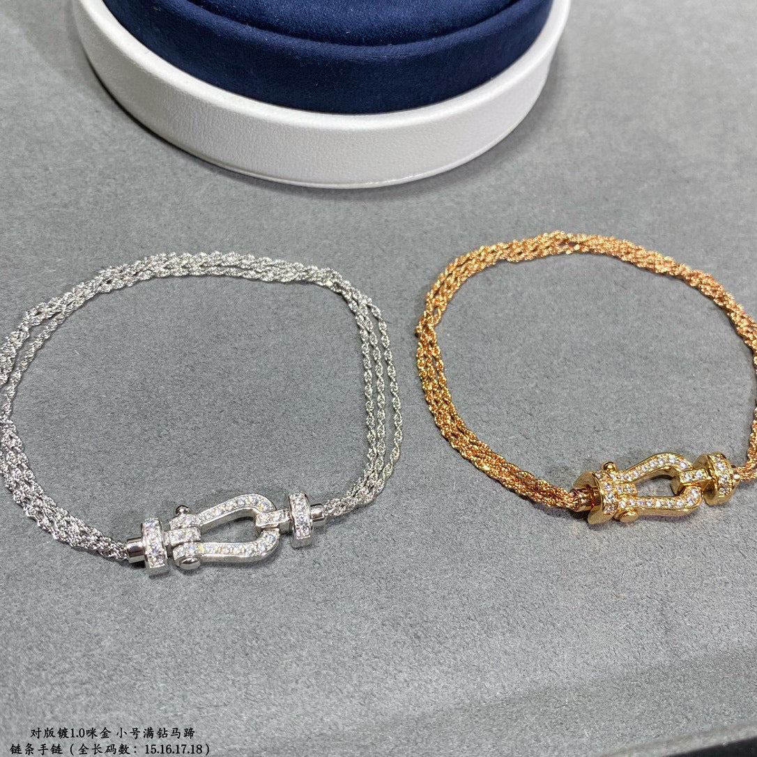 [⭐Mirelle]FORCE SMALL HORSESHOE  DIAMOND CHAIN ROPE BRACELET