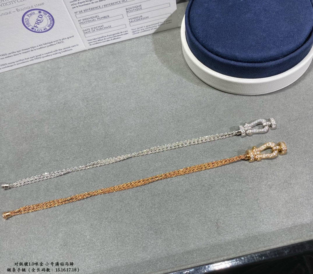 [⭐Mirelle]FORCE SMALL HORSESHOE  DIAMOND CHAIN ROPE BRACELET