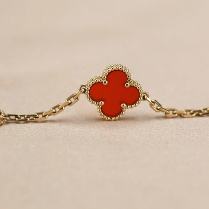 [⭐Mirelle] CLOVER 5 MOTIF RED CORNELIAN BRACELET COLLECTION