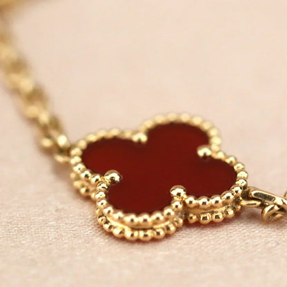 [⭐Mirelle] CLOVER 5 MOTIF RED CORNELIAN BRACELET COLLECTION