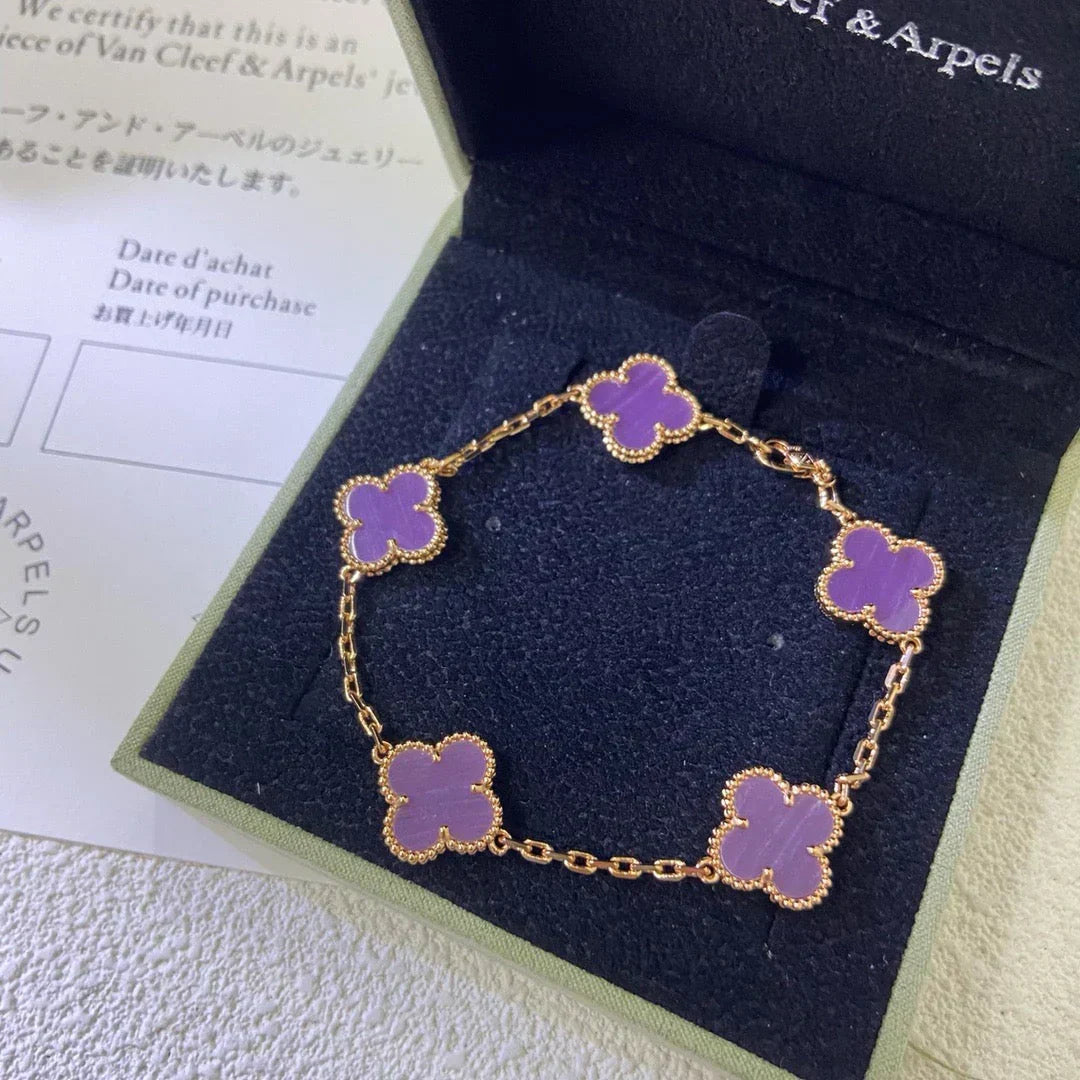 [⭐Mirelle] CLOVER 5 MOTIF VIOLET BRACELET COLLECTION