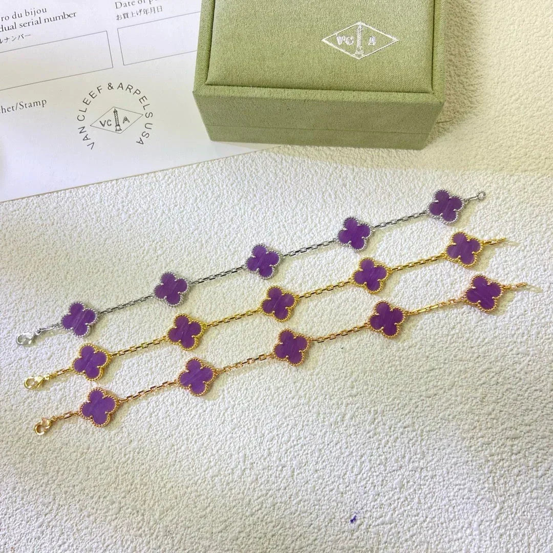 [⭐Mirelle] CLOVER 5 MOTIF VIOLET BRACELET COLLECTION