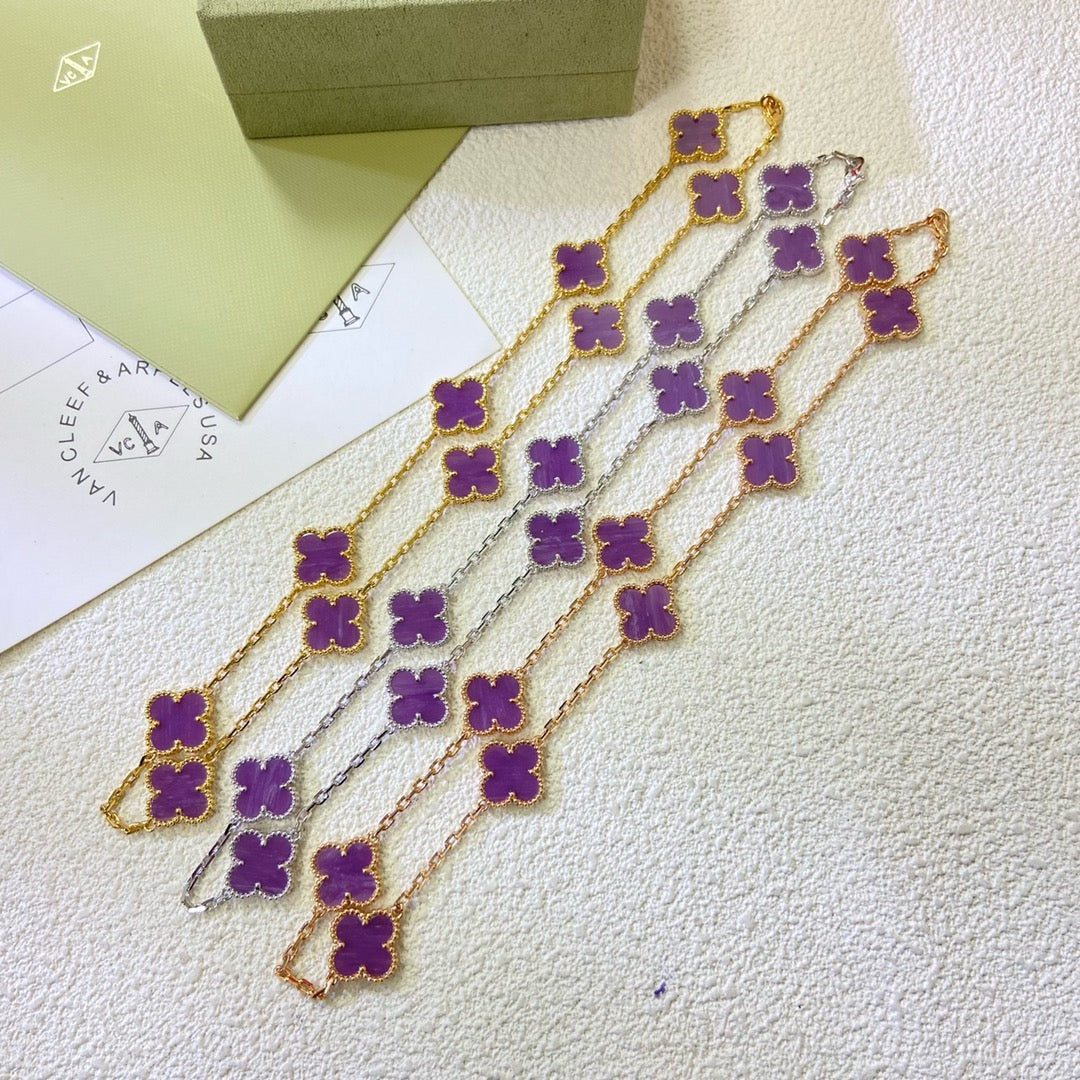 [⭐Mirelle Jewelry]CLOVER 10 MOTIFS  PURPLE VIOLET  NECKLACE