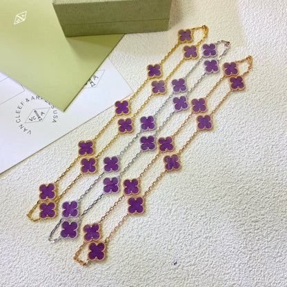 [⭐Mirelle Jewelry]CLOVER 10 MOTIFS  PURPLE VIOLET  NECKLACE