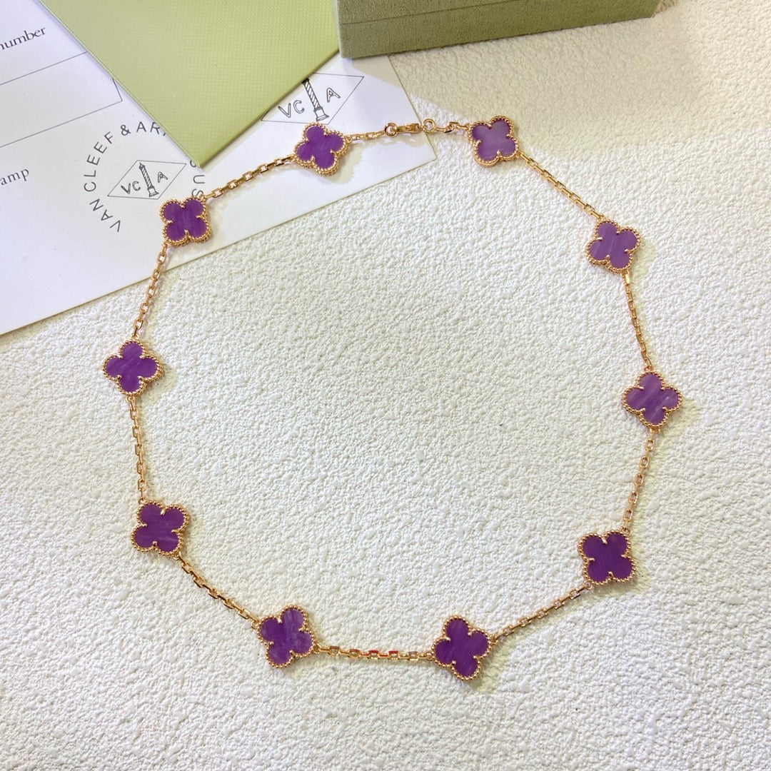 [⭐Mirelle Jewelry]CLOVER 10 MOTIFS  PURPLE VIOLET  NECKLACE