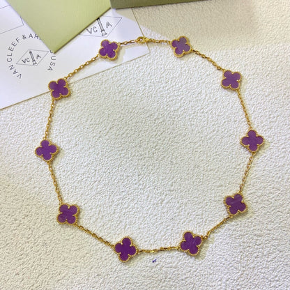 [⭐Mirelle Jewelry]CLOVER 10 MOTIFS  PURPLE VIOLET  NECKLACE