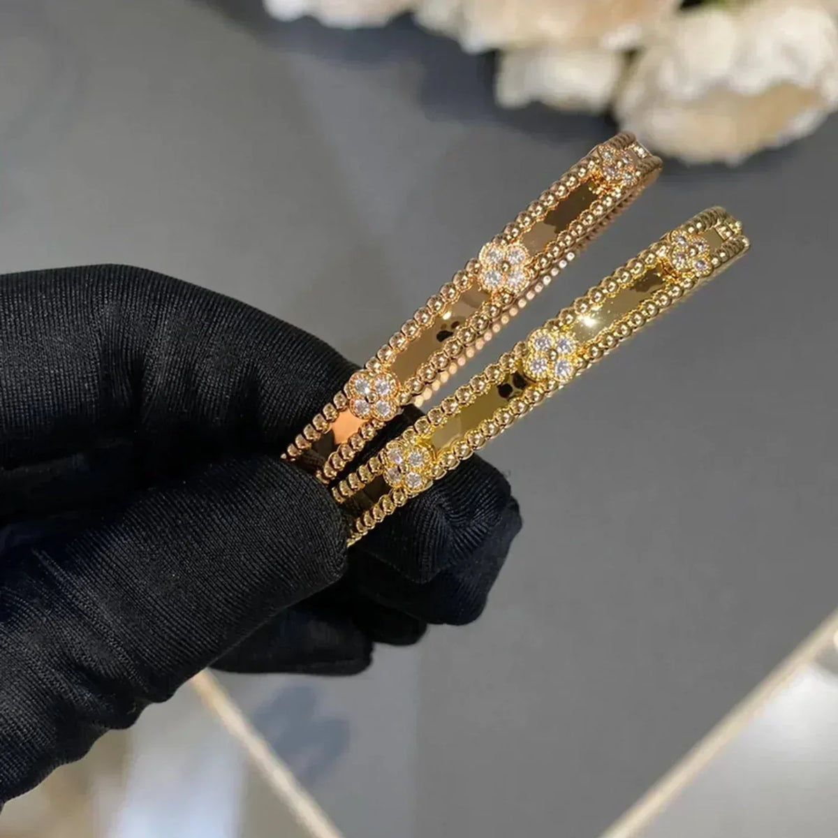 [⭐Mirelle]CLOVER BRACELET 4MM DIAMONDS