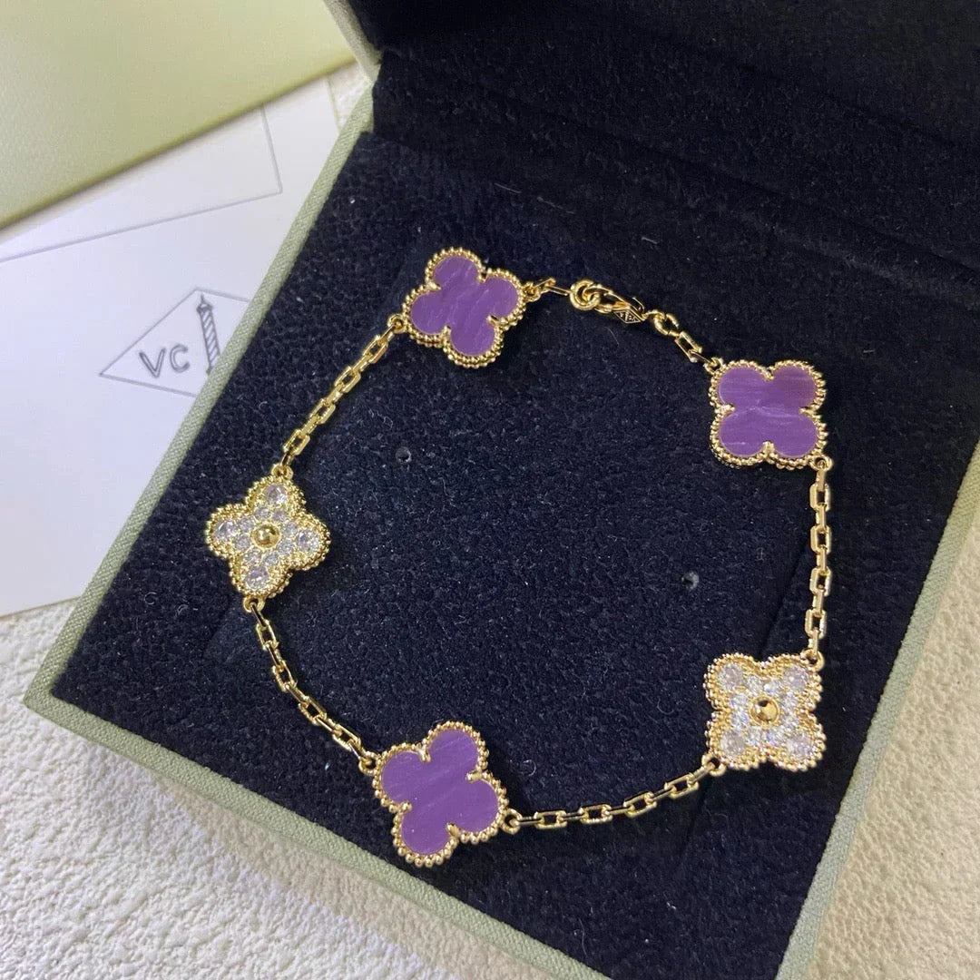 [⭐Mirelle] CLOVER 5 MOTIF VIOLET BRACELET COLLECTION