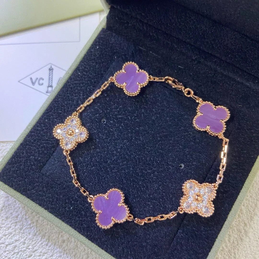 [⭐Mirelle] CLOVER 5 MOTIF VIOLET BRACELET COLLECTION